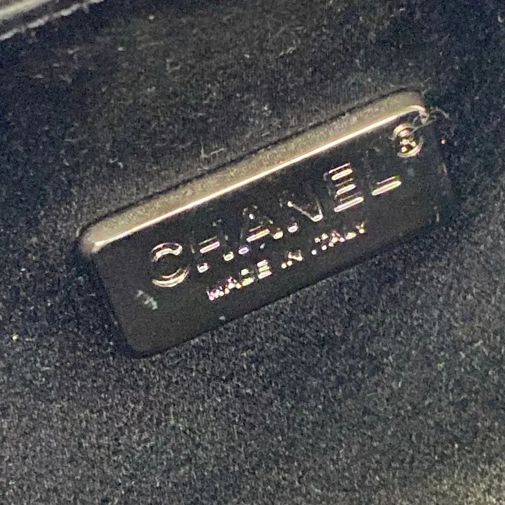 Chanel Shoulder Bag Black White Leather Rhinestones